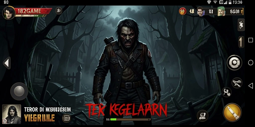 Screenshot gameplay menampilkan suasana menyeramkan di dalam game.