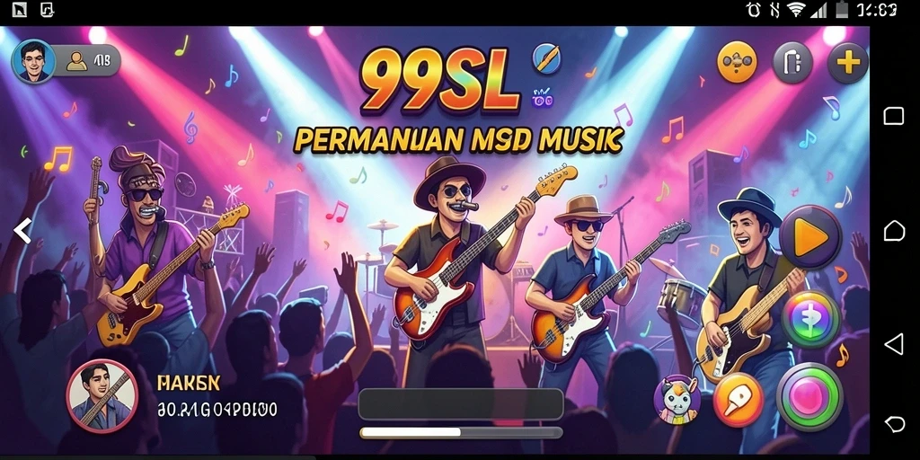Tampilan gameplay seru dalam 99SL yang penuh dengan hiburan musik.