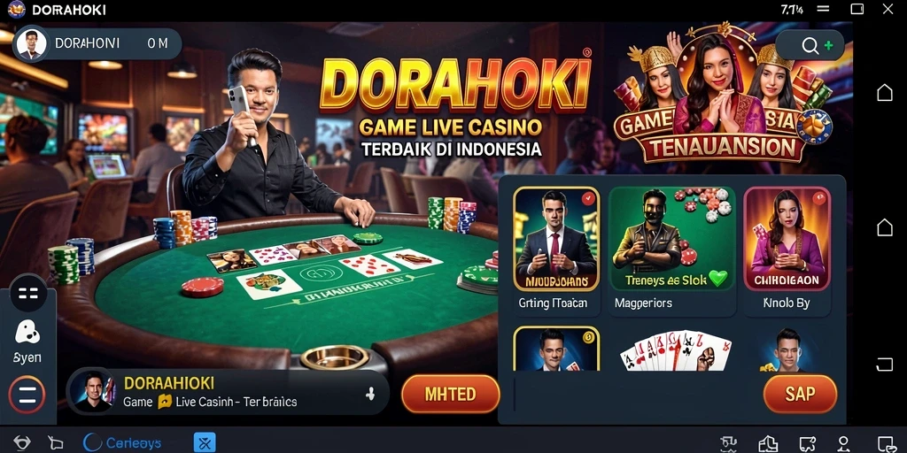 Tampilan gameplay DORAHOKI dengan dealer live yang profesional.