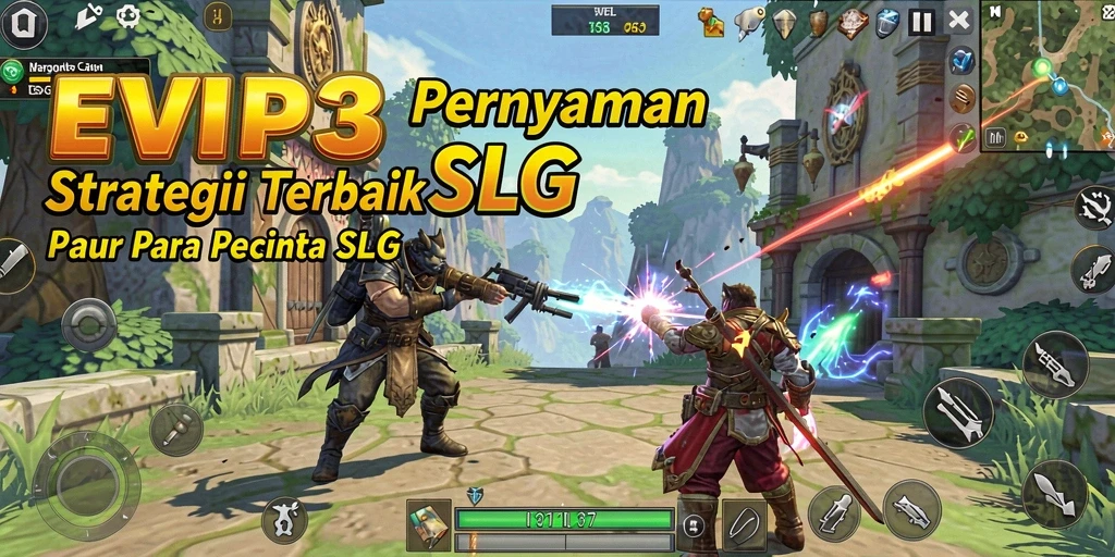 Tampilan gameplay seru dalam EVIP3 saat bertempur di medan perang.