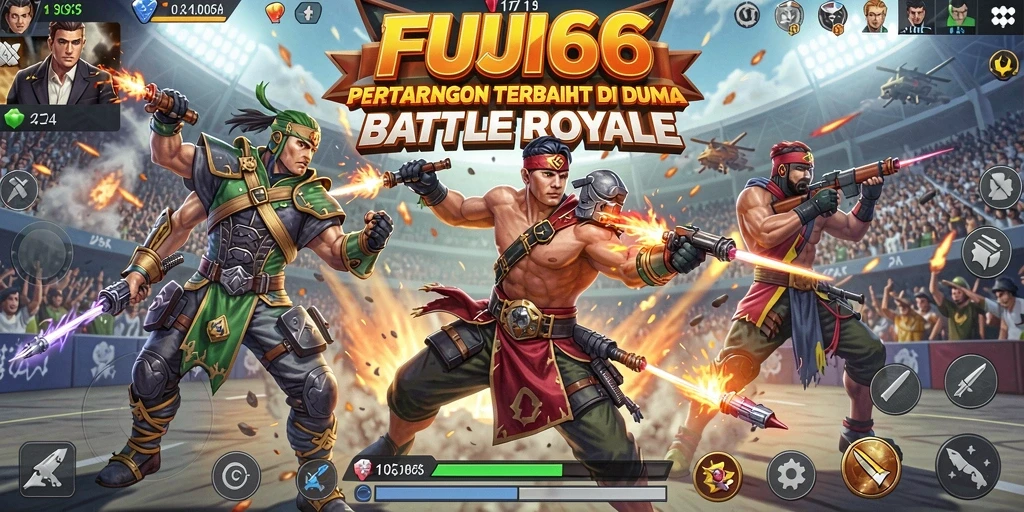 Screenshot utama FUJI66 menunjukkan intensitas gameplay Battle Royale yang luar biasa.