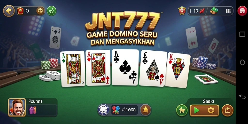 Tampilan gameplay JNT777 yang menampilkan permainan domino yang seru.