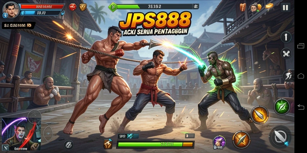 Screenshot JPS888 menampilkan karakter beraksi dalam pertarungan seru.