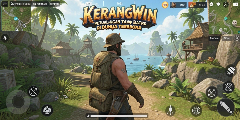 Tampilan gameplay KERANGWIN menampilkan eksplorasi dunia terbuka yang memukau.