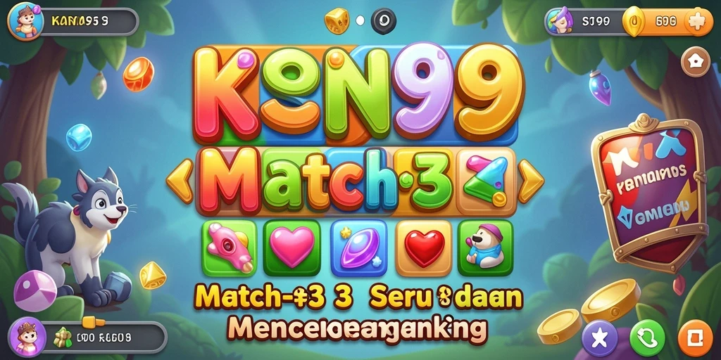 Screenshot KOIN99 menampilkan gameplay Match-3 yang seru.