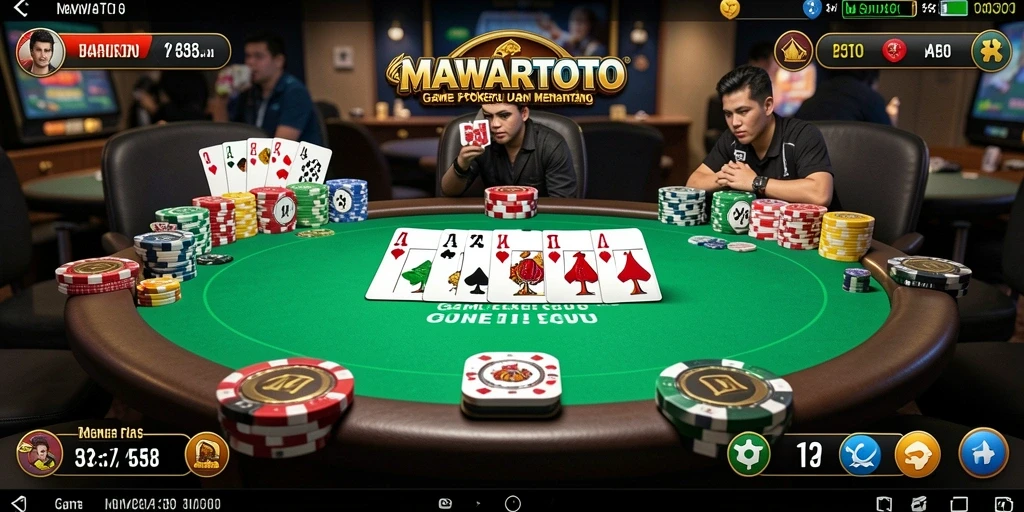 Tampilan menarik dari gameplay poker di MAWARTOTO.