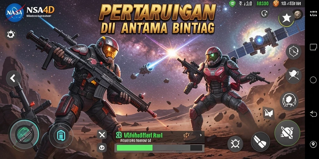 Screenshot gameplay <strong>NASA4D</strong> menampilkan pertarungan epik di luar angkasa.