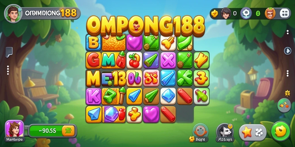 Tangkapan layar gameplay OMPONG188 yang menunjukkan keseruan Match-3.