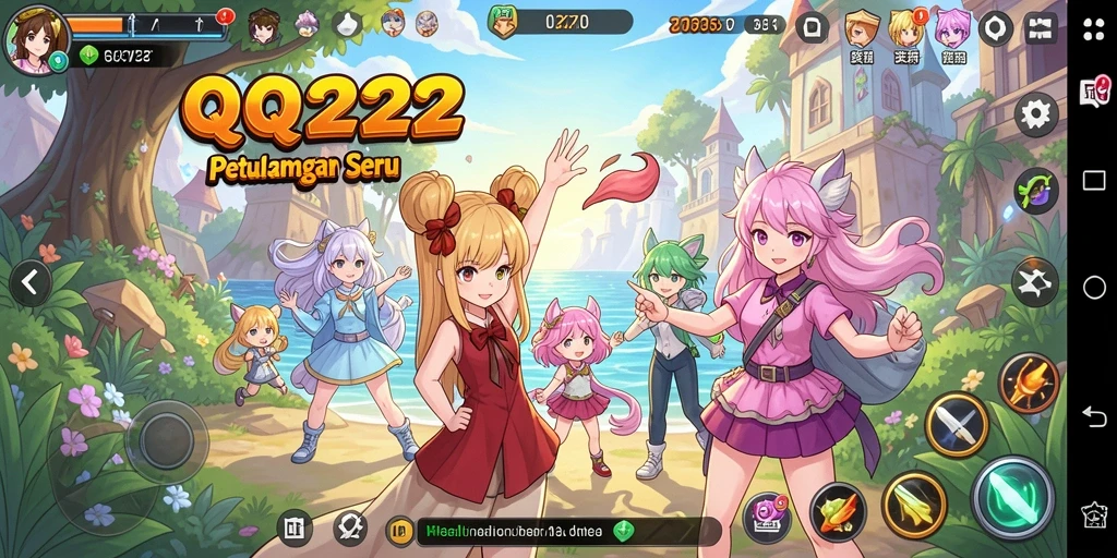 Tangkapan layar gameplay QQ222 menampilkan aksi seru di dunia anime.