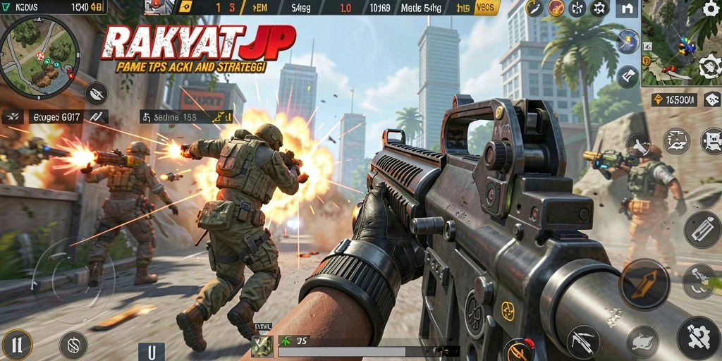 Tangkapan layar dari gameplay seru RAKYATJP yang menampilkan aksi TPS.
