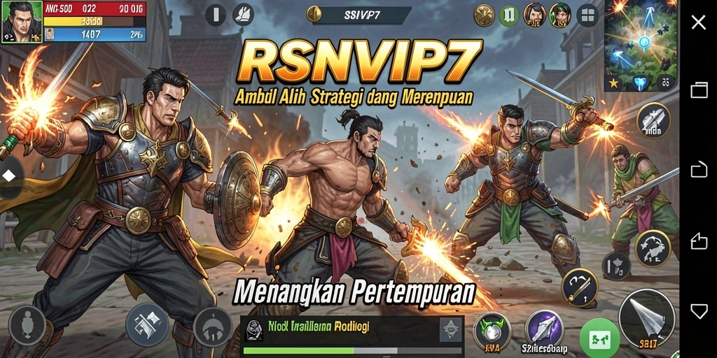 Tampilan gameplay RSNVIP7 dengan pertempuran strategi yang intens.