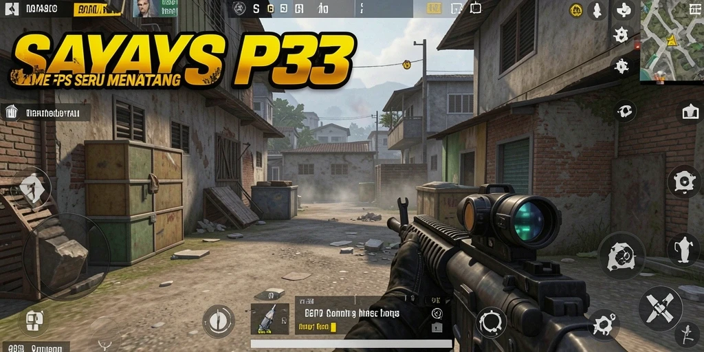 Screenshot gameplay SAYAP33 menunjukkan pertarungan FPS yang intens.