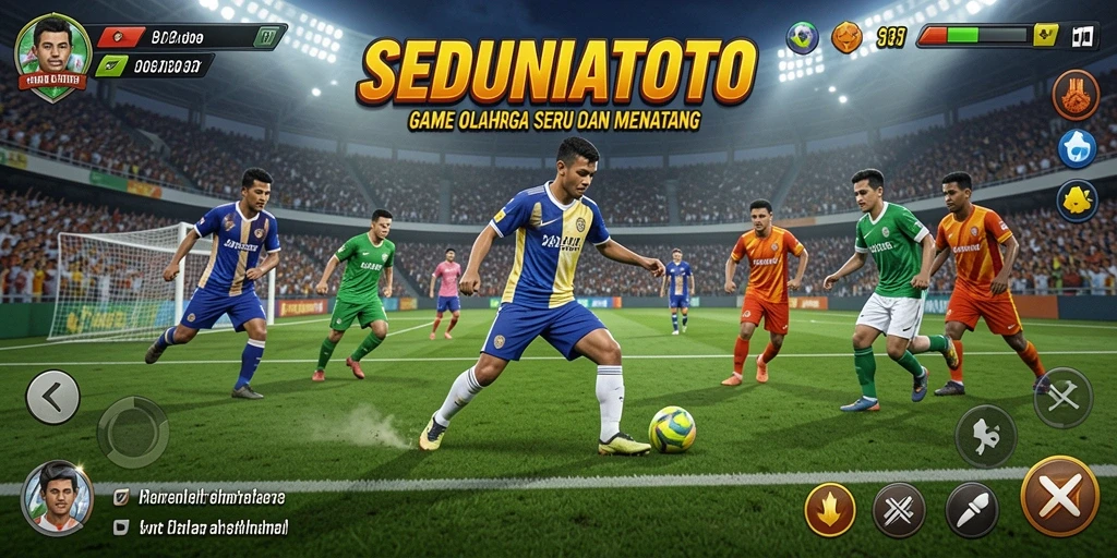 Screenshot dari gameplay SEDUNIATOTO menampilkan aksi olahraga yang seru.