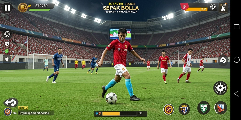 Screenshot gameplay ST789 dengan aksi sepak bola yang mendebarkan.