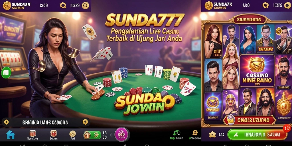 Screenshot SUNDA777 menampilkan dealer langsung dan suasana Live Casino yang nyata.
