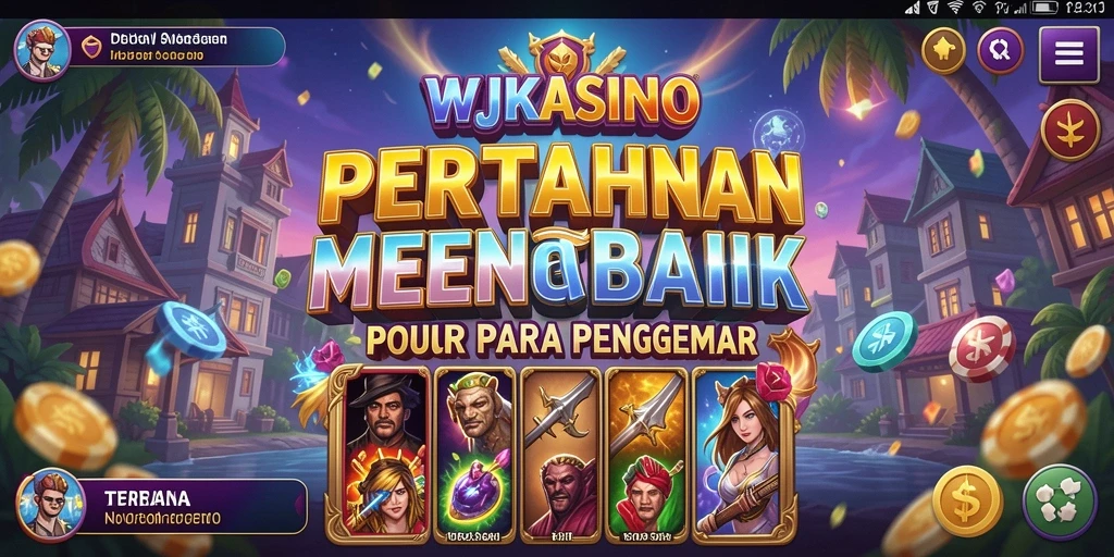 Screenshot gameplay WJKASINO menampilkan menara yang memukau dan musuh yang menyerang.
